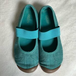KEEN Sienna Canvas Mary Jane Flats - Turquoise Blue - Women's Size 6.5